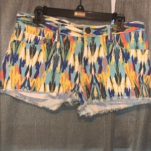 Multicolored denim shorts